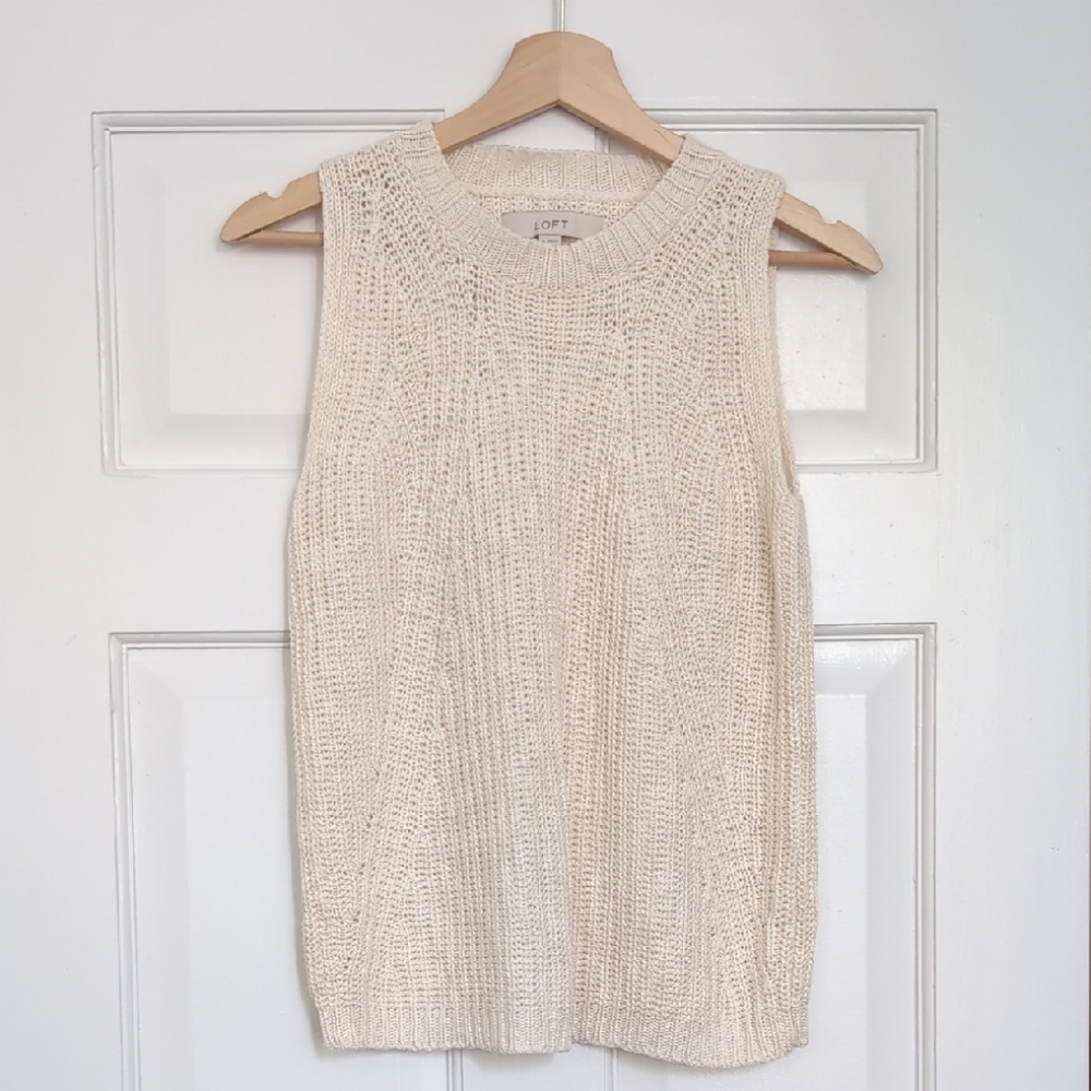 LOFT Ivory Knit Sleeveless Top